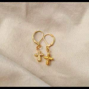 gold cross earrings